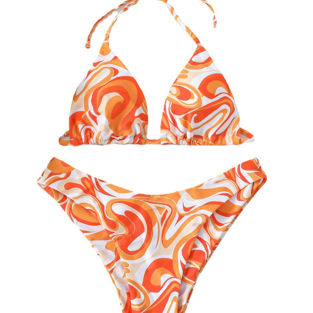 Dame Bikinisæt med høj udskæring og trendy mønster Stilla
