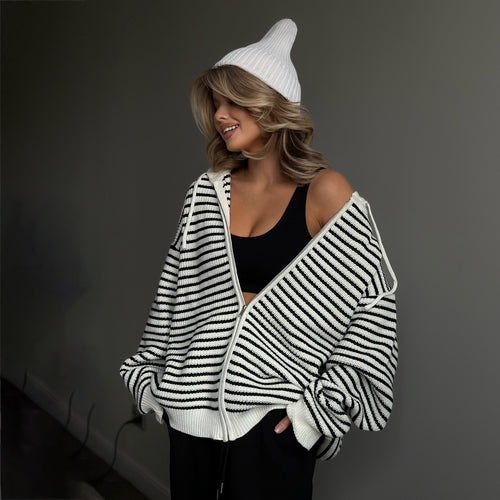 Kvinders cardigan med stribet design Stilla
