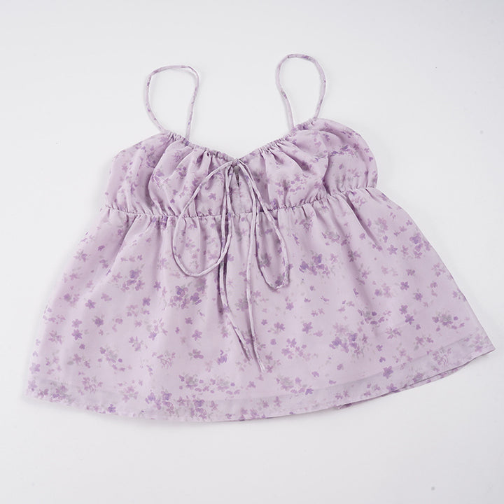 Dame lette blomster mønster spaghetti strop top med justerbar ryg Skovae