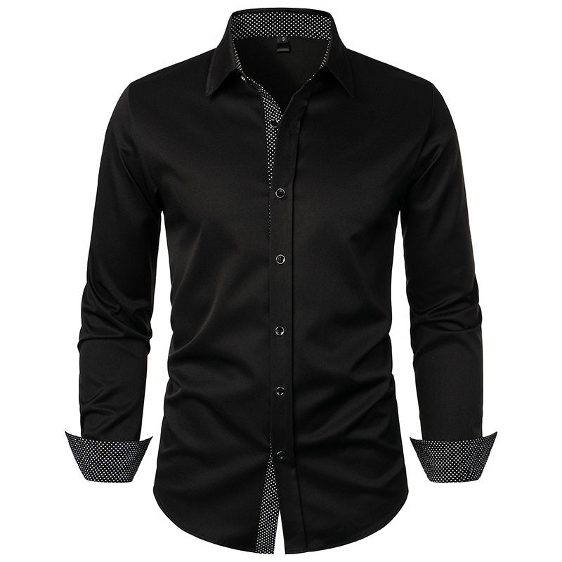 Herrer Skræddersyet Formelt Button-Up Skjorte med Kontrast Manschette Detaljer Stilla