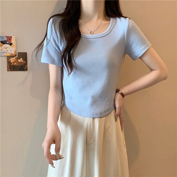 Femme Struktureret Korte ærmer-Crop-Top Stilla