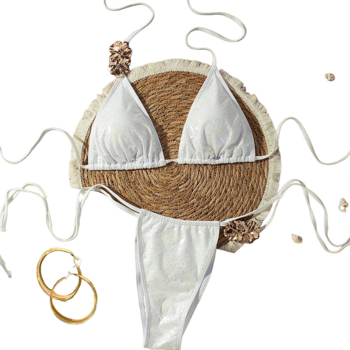 Dame triangel-bikini med glitrende dekorationer Skovae