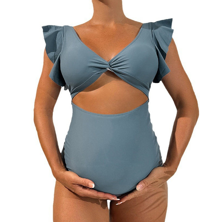 Dame bikinisæt med spændende flæse-design og højt skåret trusse Skovae