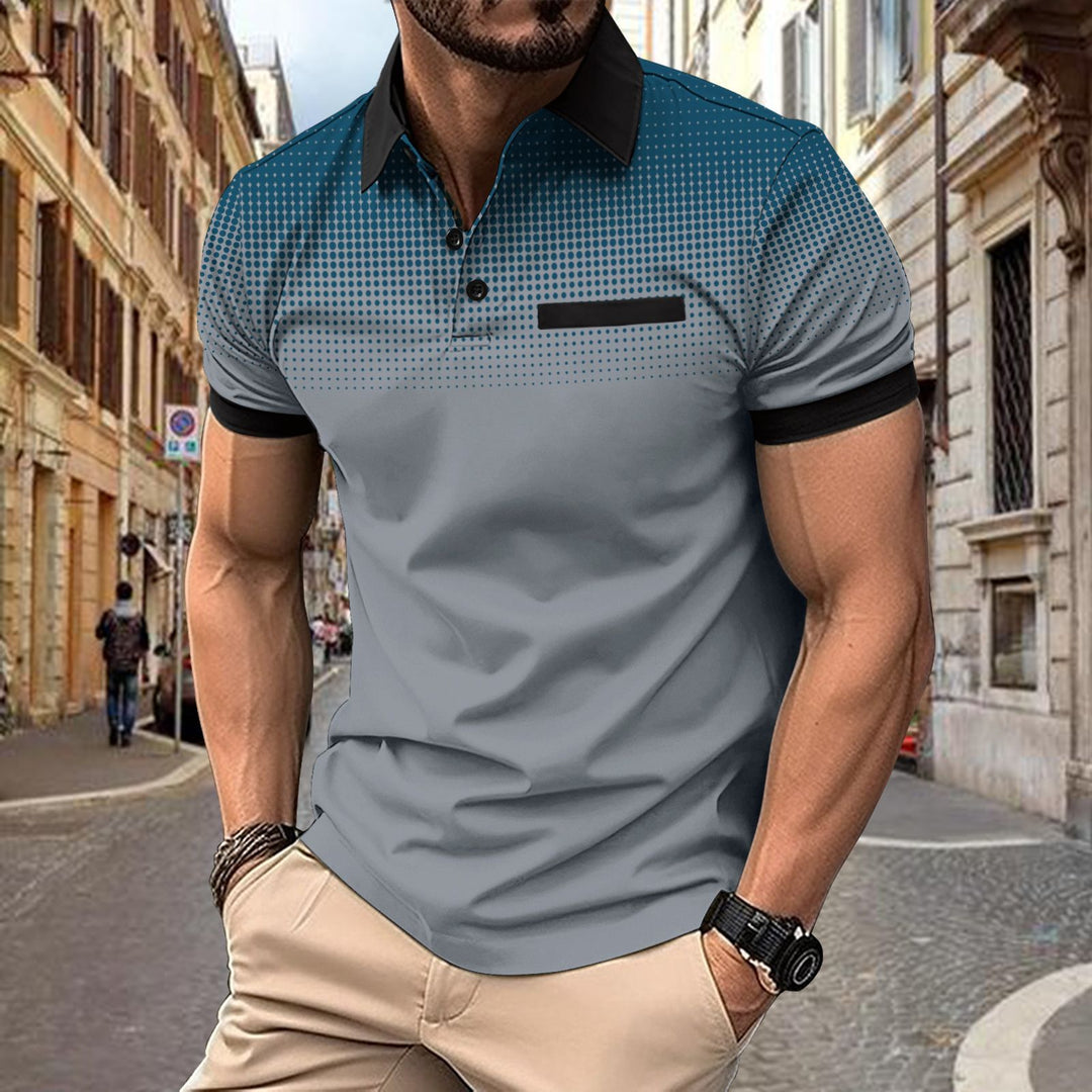 Herre Polo-shirt med kortærmet i gradient-mønster Stilla