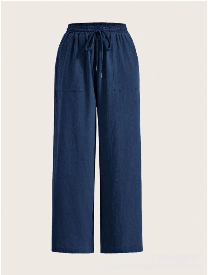 Dame brede High-Waist-bukser med struktureret overflade Stilla