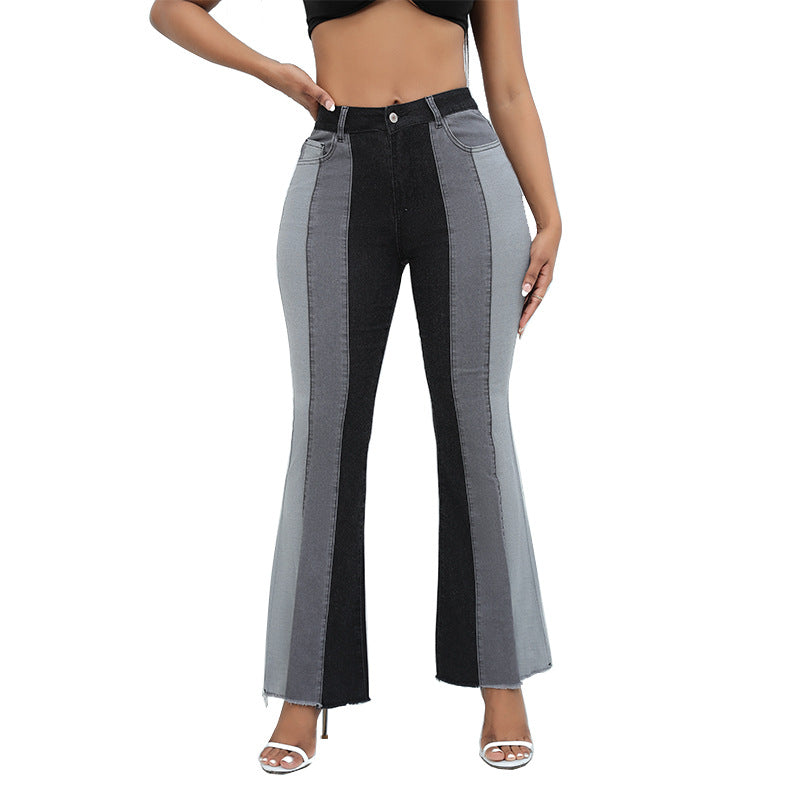 Dame High-Waist Flared Jeans med kreativ farvedesign og figurvenlig pasform Stilla