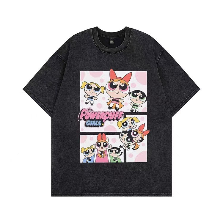 Dame T-shirt med tilpasset Powerpuff Girls grafiktryk Stilla