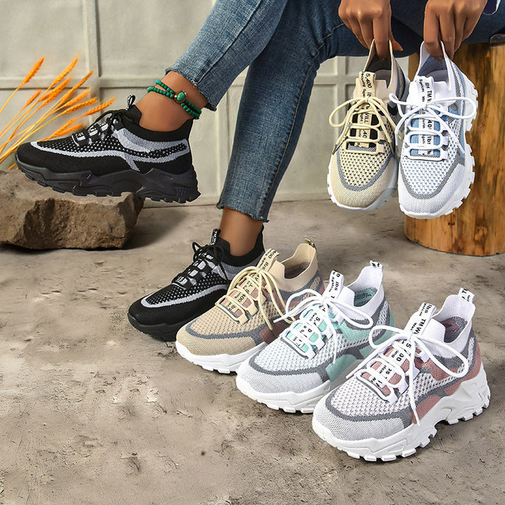 Dame Åndbare Fritids-sneakers med elastisk snørelukning og skridsikker sål Stilla