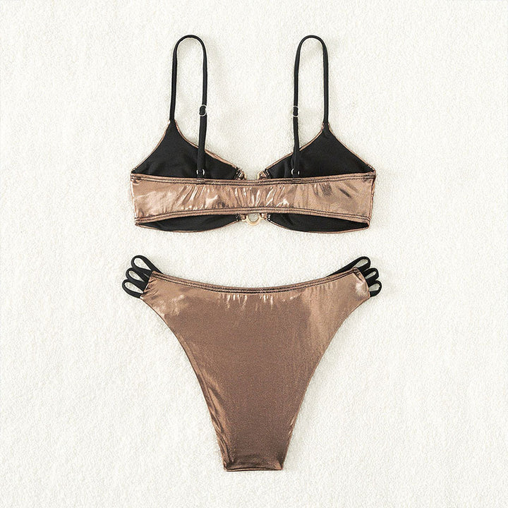 Dame Højglans Bikini med elegant ringdetalje Skovae