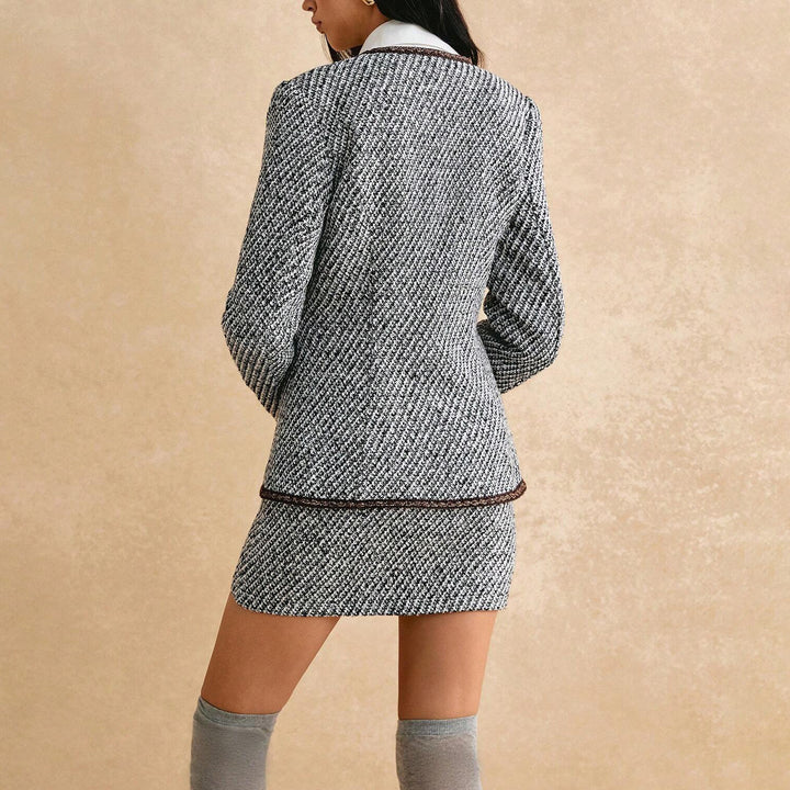 Kvinders fashionable tweed jakke med nederdel Stilla