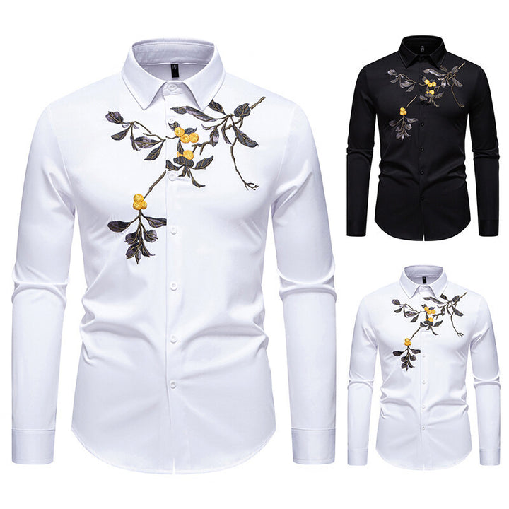 Herrer broderet blomster skjorte Stilla
