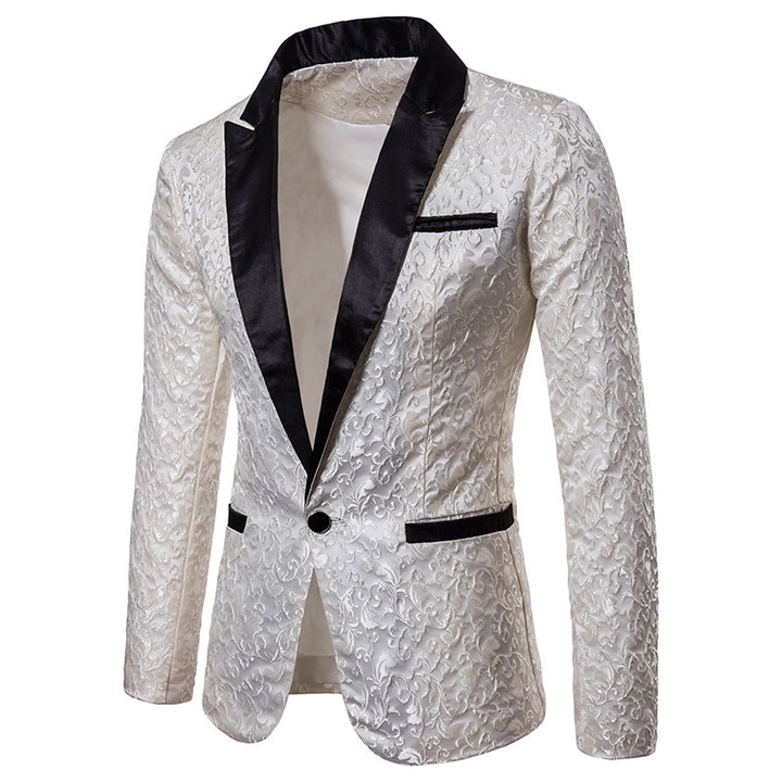 Herrer Elegant Blomstermønster Satin Blazer Stilla