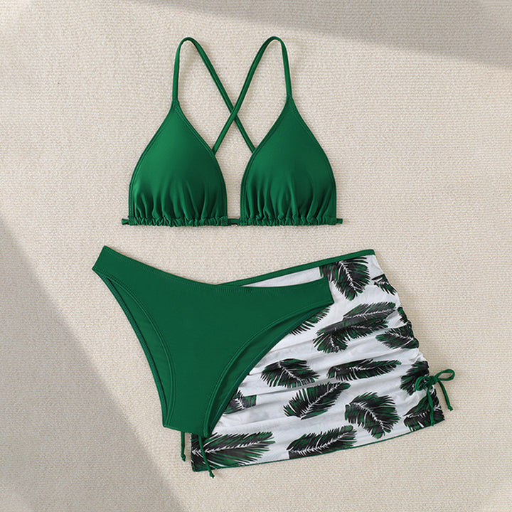 Dame Rüschendreieck-Bikini-sæt med matchende Sarong Stilla