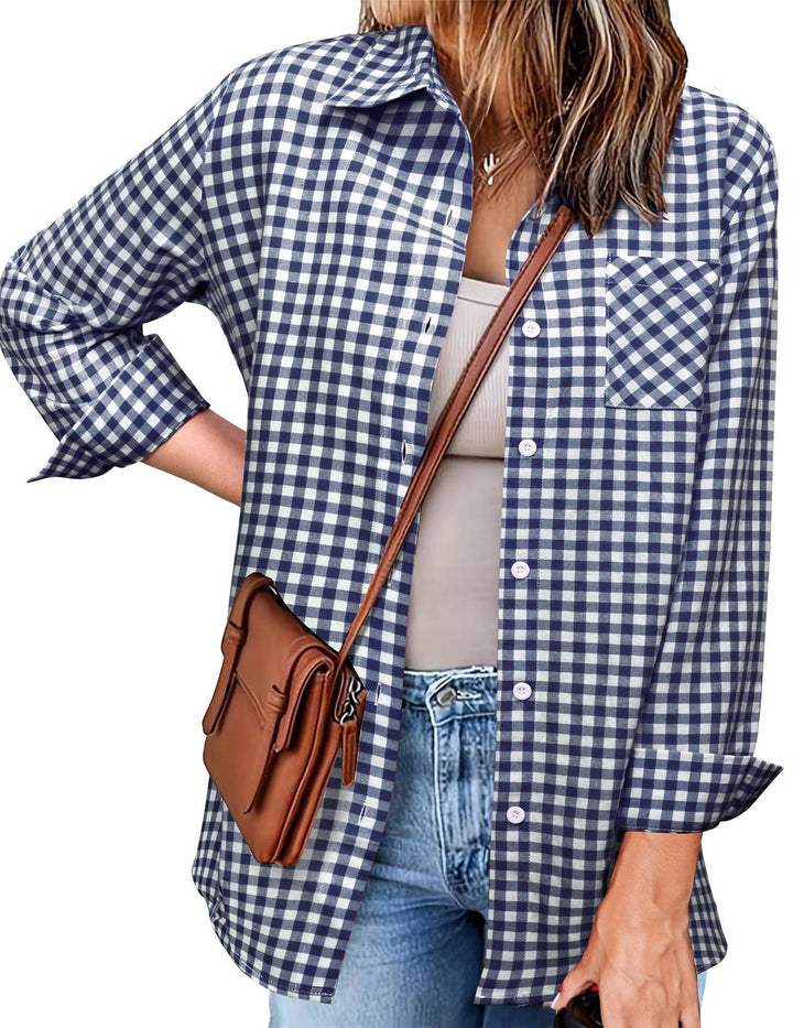 Femme Button-Up Gingham Check Shirt Stilla