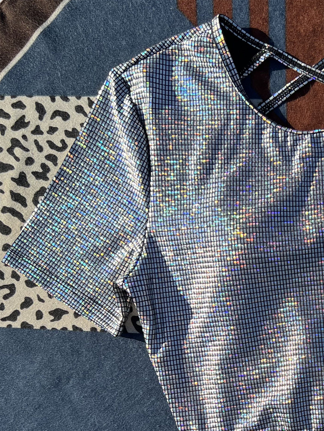 Dame Glitrende Crop-Top Bustier og højt skåret badetøj Stilla