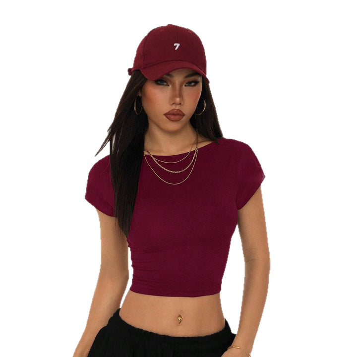 Dame Crop-top med bred udskæring og tætsiddende pasform Skovae