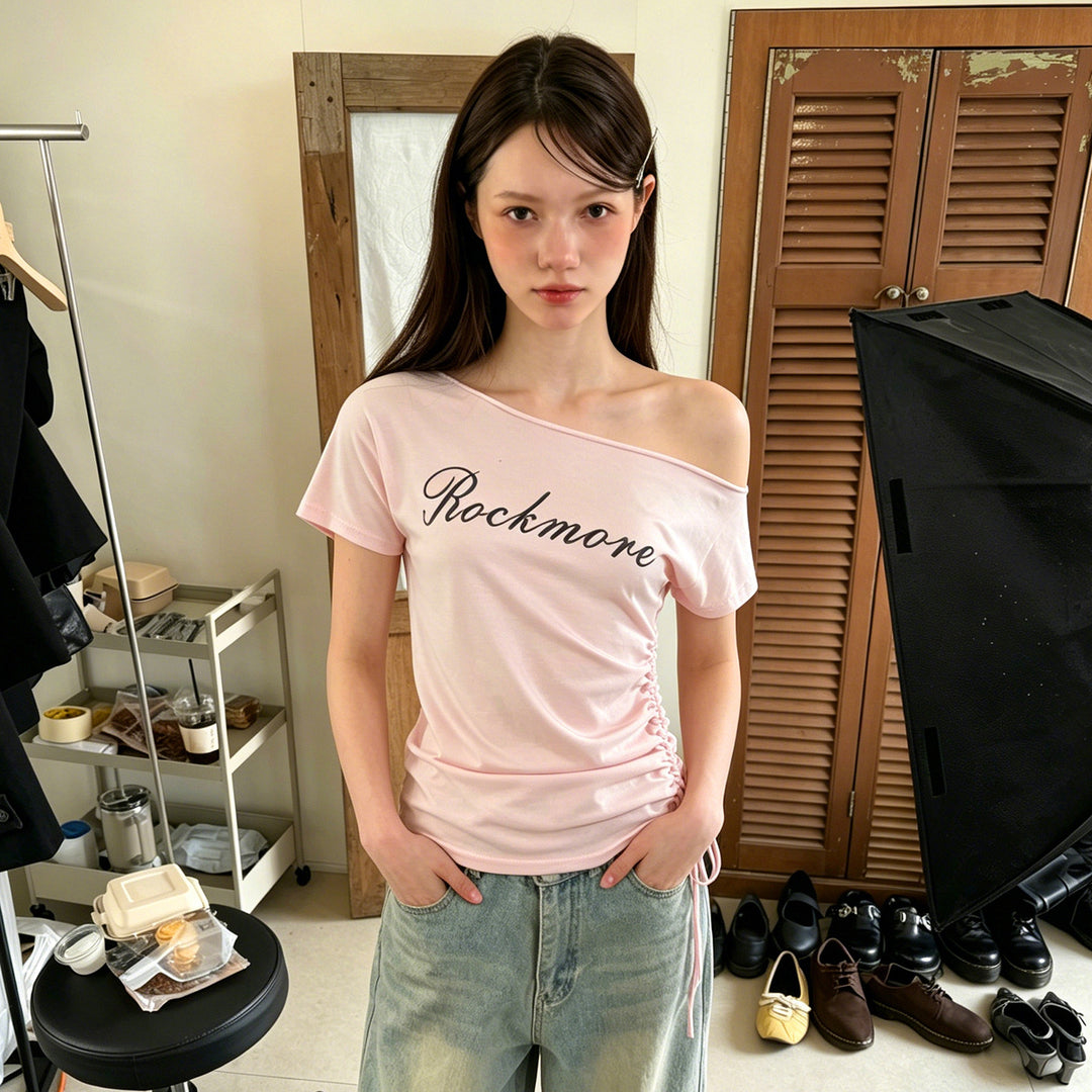 Dame asymmetrisk casual shirt med raffinerede flæsedetaljer Skovae