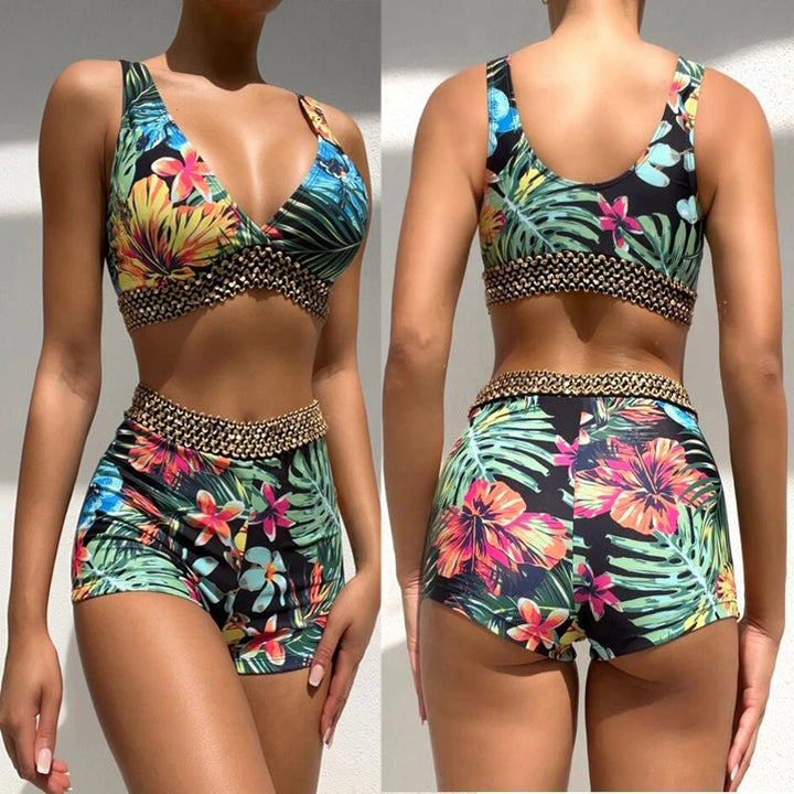 Dame Bikini-sæt med trendy V-udskæring og elastisk talje Stilla