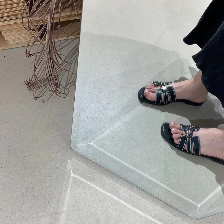 Kvinder stilfulde flade slide-sandaler med dekorative remme Stilla