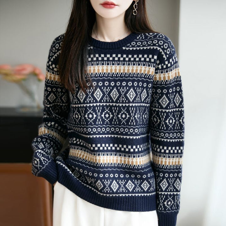 Damer Mønstret Strik Sweater Stilla