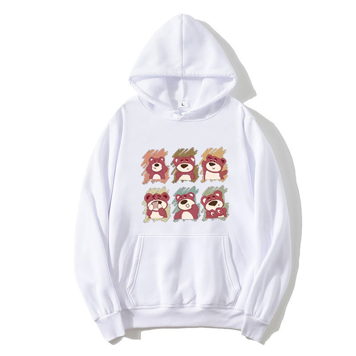 Kvinders hættepullover med dyre tegneserie design Skovae