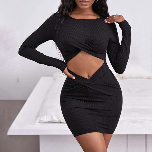 Stilla | Trendy Bodycon Strikket Langærmet Kjole