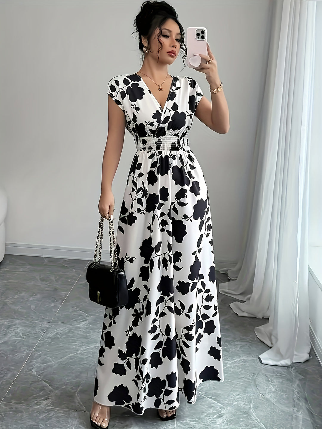 Dame Floral Maxi Kjole Stilla