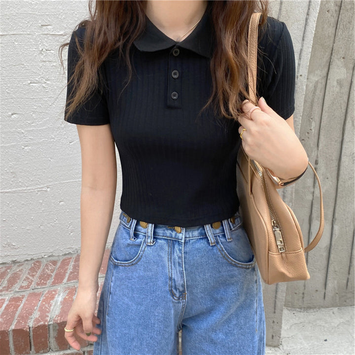 Femme Cropped Polo Stil Top Stilla