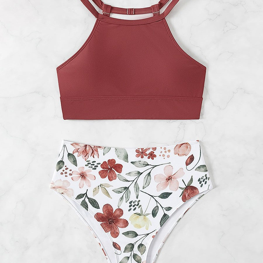 Dame Sport-Bikini-Sæt med højt skåret trusse og racerback-top Stilla
