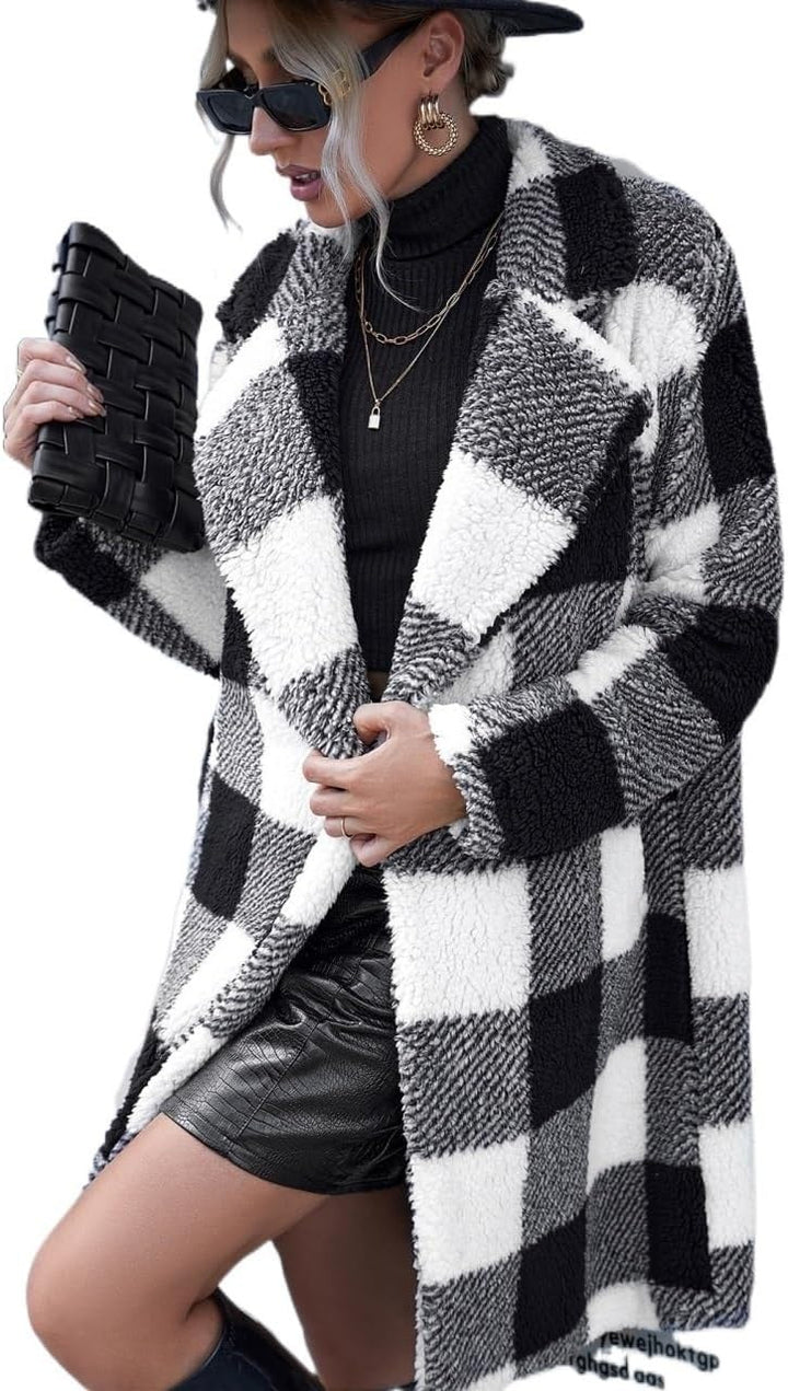 Dame ternet mønster teddy frakke med oversized pasform Stilla