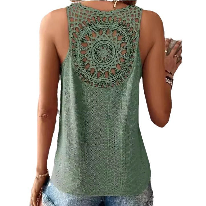 Dame Boho Chic Hæklet ryg Tanktop Stilla