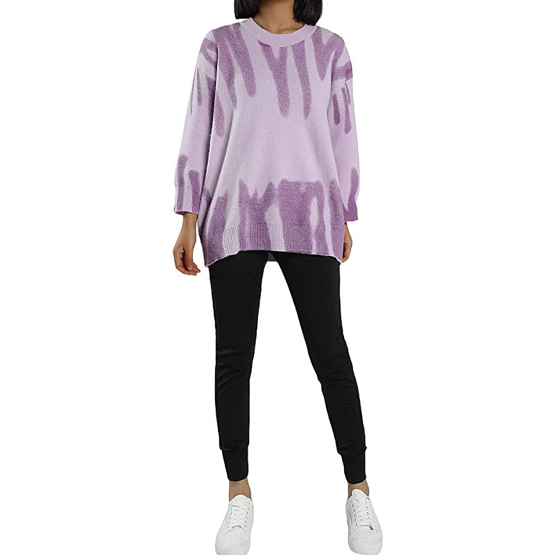 Femme Abstrakt Mønstret Oversized Pullover Stilla