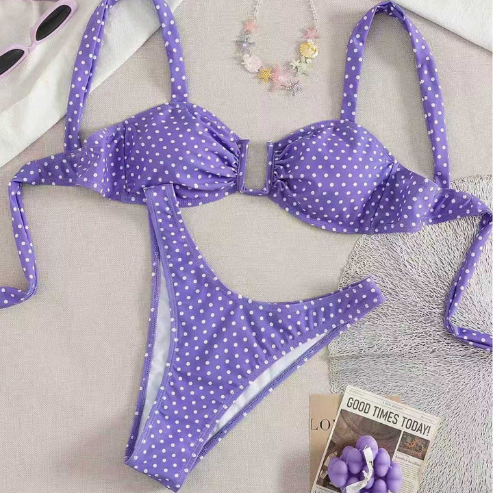 Dame bikini med polstret top og legende prikdesign Skovae