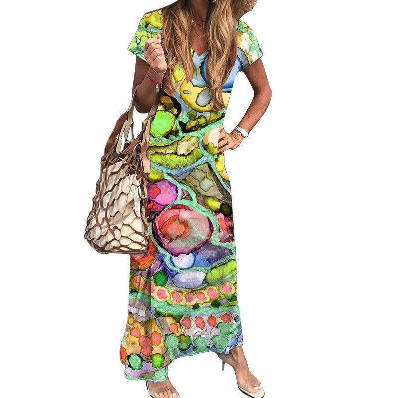 Femme Kunstnerisk Print Maxi Kjole Stilla 1750652957