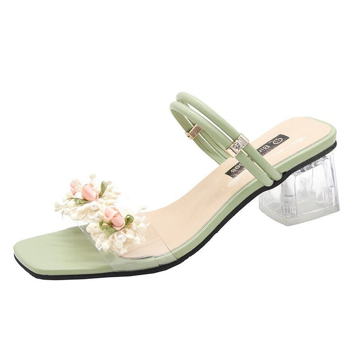 Dame Sandaletter med transparent rem og florale accenter Stilla