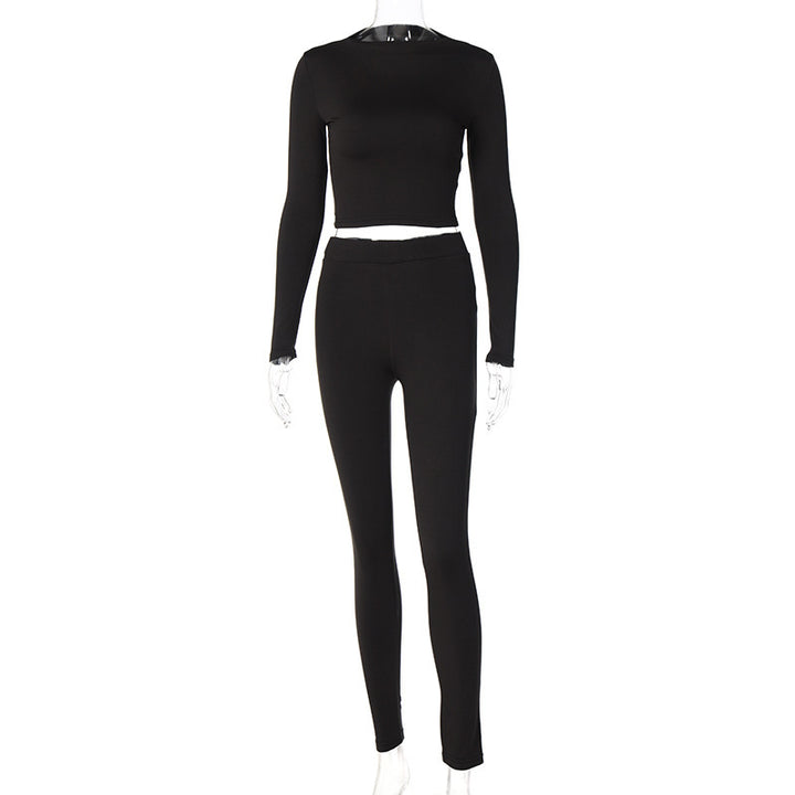 Dame Sporty sæt med tætsiddende, langærmet top og høj talje leggings Stilla