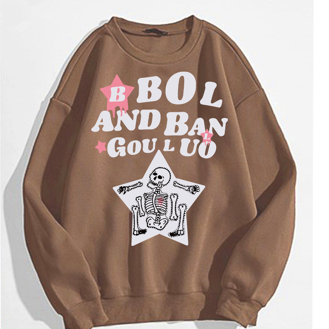 Kvinders afslappede sweatshirt med kreativ skeletdesign Skovae