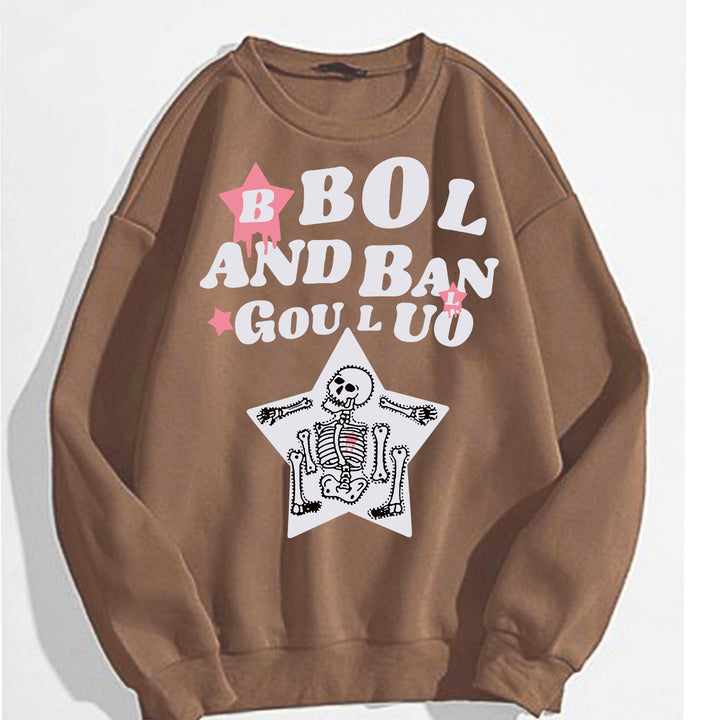 Kvinders afslappede sweatshirt med kreativ skeletdesign Skovae