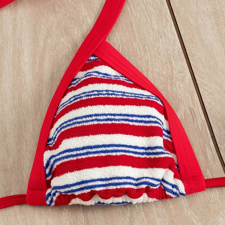 Dame Triangel-Bikini med sporty striber Skovae