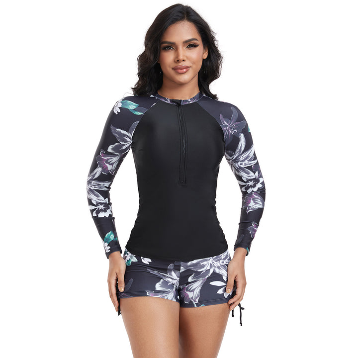 Dame Langærmet Rashguard med fashionabelt blomsterdesign Skovae