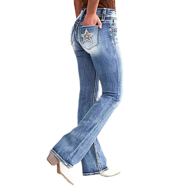 Dame Bootcut Jeans med vintage vask og elegante syninger Stilla