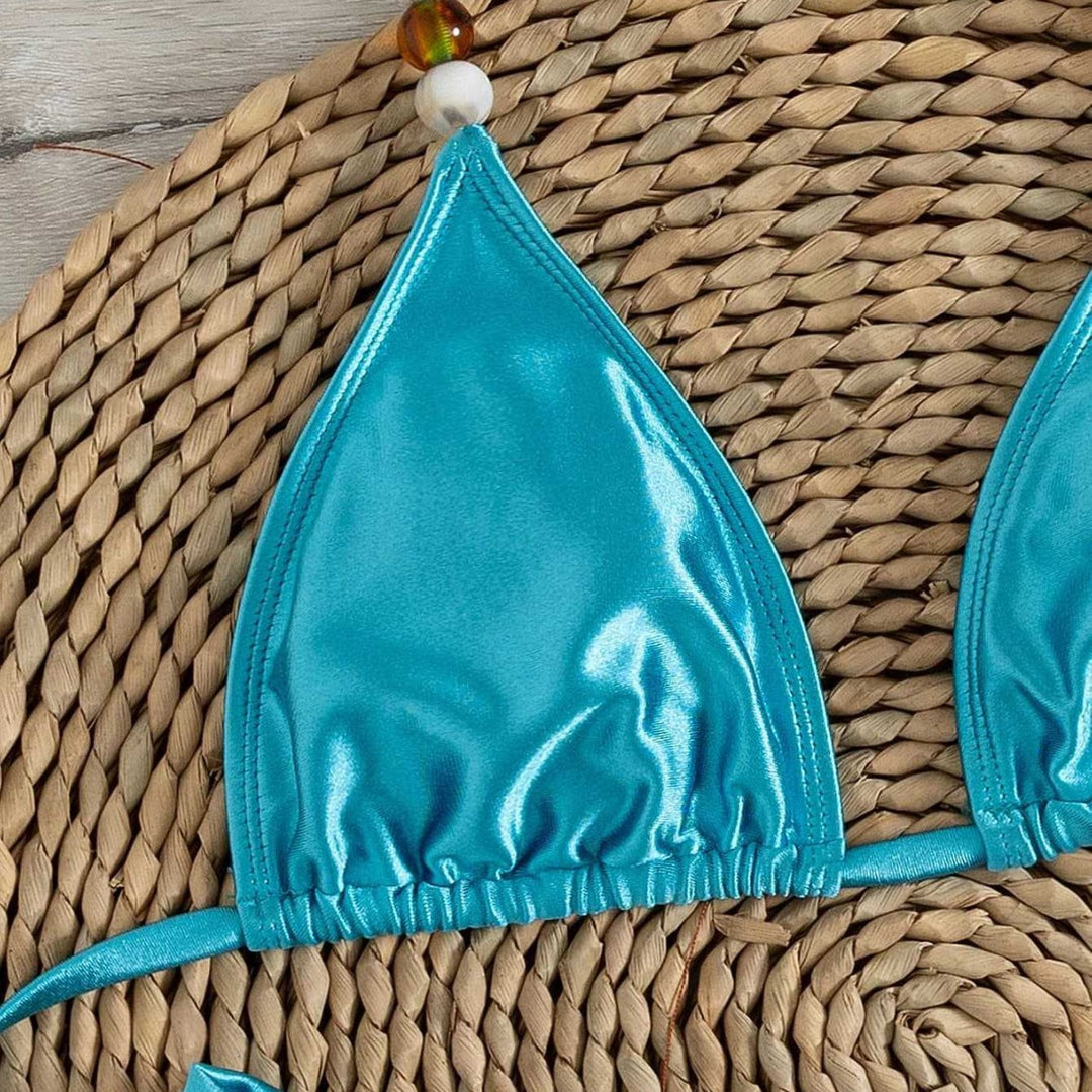 Dame Triangel-Bikini med elegant folderdesign Skovae