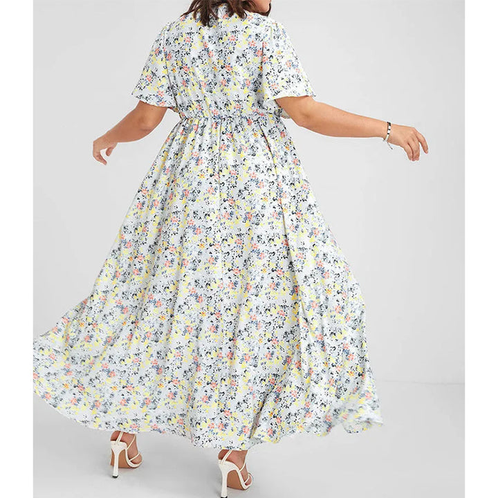 Dame Maxikjole med blomsterprint og sidelæg Stilla