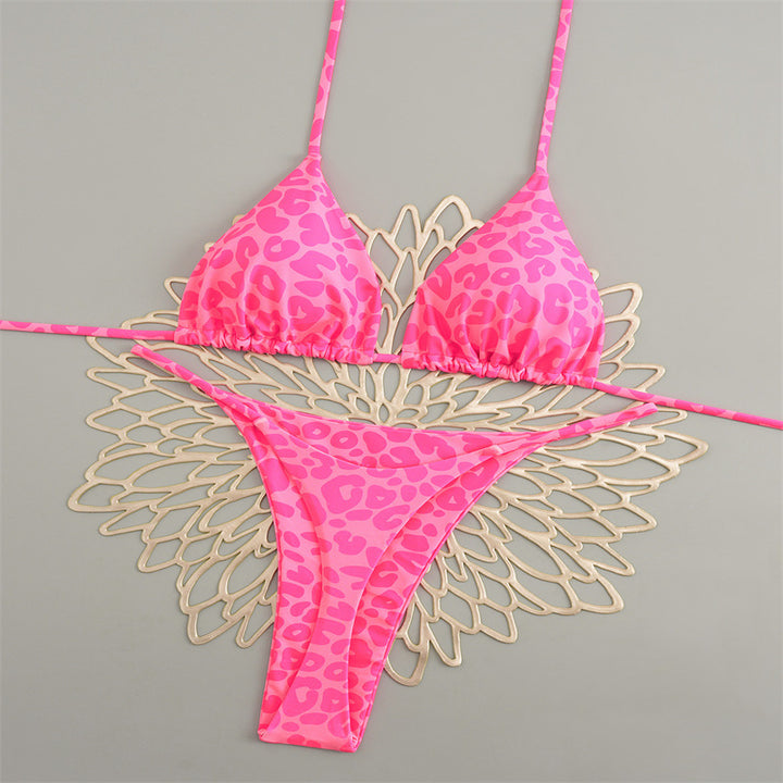 Dame triangelbikini med farverigt mønster og justerbare stropper Skovae