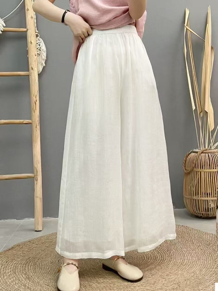 Dame Flydende Brede Linned Culottes Stilla