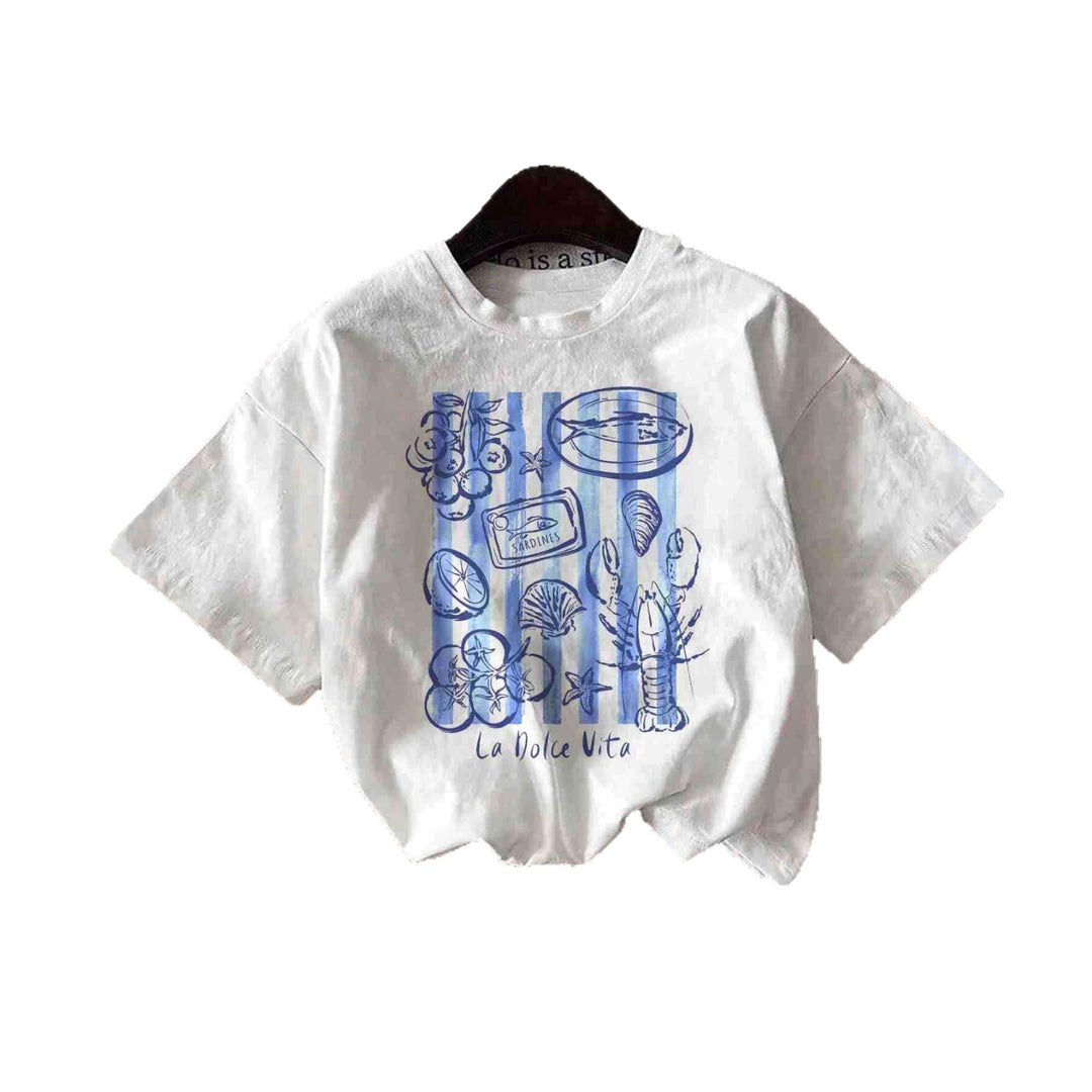 Dame T-shirt med kreativ kystdesign og afslappet pasform Skovae