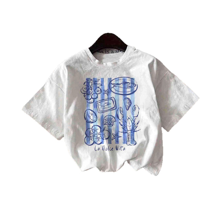 Dame T-shirt med kreativ kystdesign og afslappet pasform Skovae