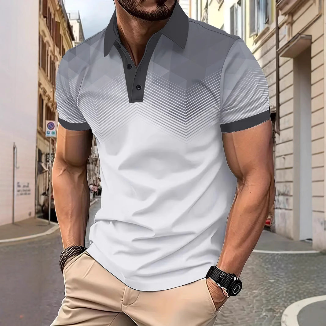 Herre Poloshirt med moderne geometrisk mønster og åndbare egenskaber Stilla