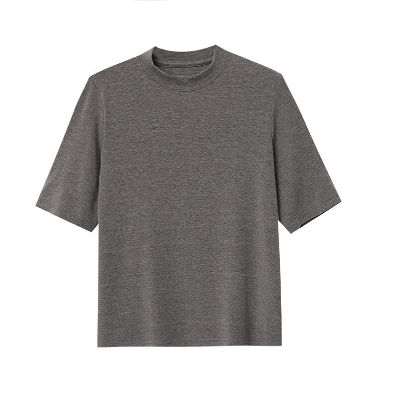 Kvinders elegante t-shirt med korte ærmer og høj krave Stilla