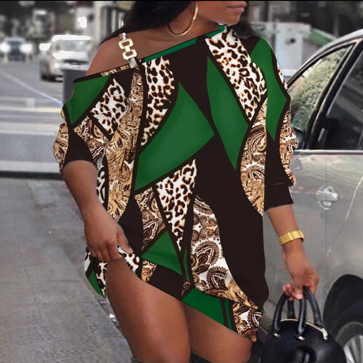 Dame Off-Shoulder Abstrakt Print Kjole Stilla